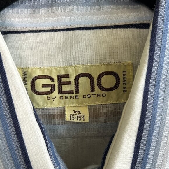 Geno by Gene Ostro Men's Vintage 70s 80s Striped Button Front Disco Shirt Size M - Picture 4 of 8